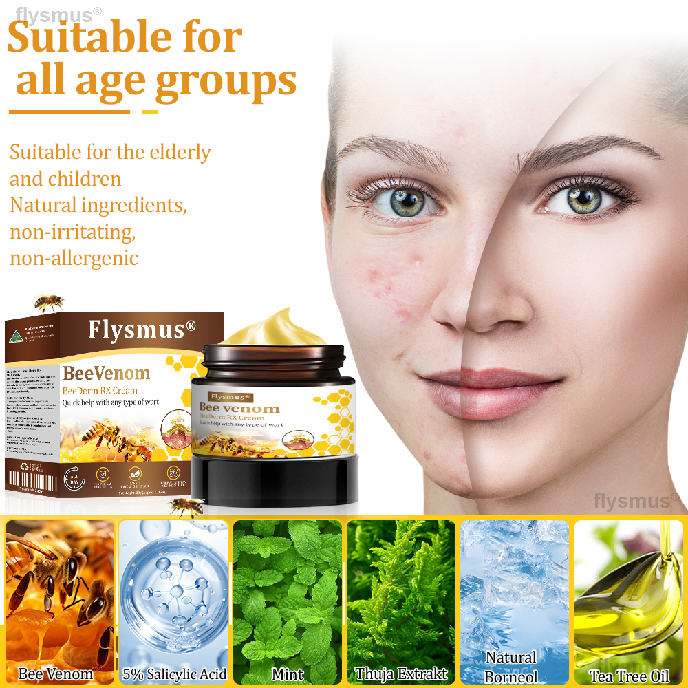 🎁flysmus® BeeDerm RX Cream, Painless, Targeted Treatment for Warts, Skin Tags, Skin Lesions, Infections, and Scars