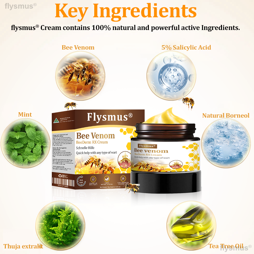 🎁flysmus® BeeDerm RX Cream, Painless, Targeted Treatment for Warts, Skin Tags, Skin Lesions, Infections, and Scars
