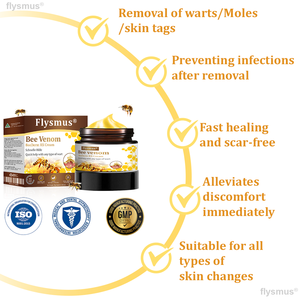 🎁flysmus® BeeDerm RX Cream, Painless, Targeted Treatment for Warts, Skin Tags, Skin Lesions, Infections, and Scars