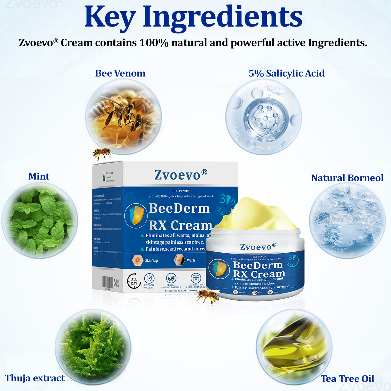 đŠââď¸ZvoevoÂŽ BeeDerm RX Cream, Painless, easy and gentle fix for warts, skin tags, lumps, infections, cysts and scars