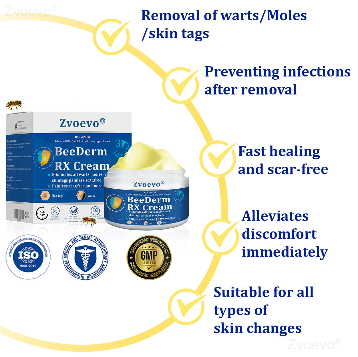 👩‍⚕️Zvoevo® BeeDerm RX Cream, Painless, easy and gentle fix for warts, skin tags, lumps, infections, cysts and scars