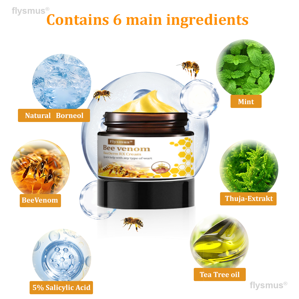 👍flysmus® BeeDerm RX Cream, Painless, Targeted Treatment for Warts, Skin Tags, Skin Lesions, Infections, and Scars